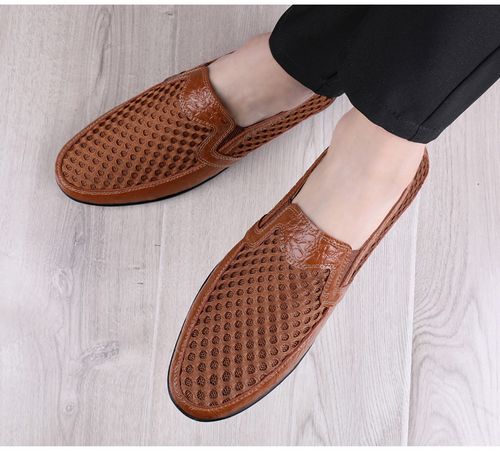 Mesh breathable leather shoes