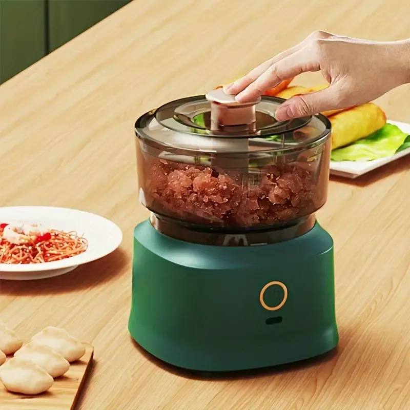 Portable USB-Rechargeable Mini Food Processor - Wireless Electric Meat Grinder & Garlic Masher with Stainless Steel Blade, Easy One-Click Start, Detachable for Easy Cleaning