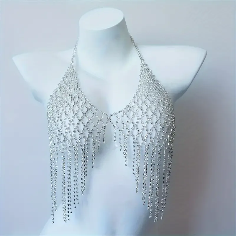 Crystal Mesh Tassel Bra