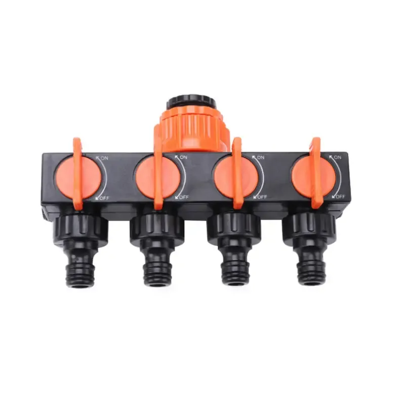 1pc, 4 Way Garden Hose Splitters Diverter Tap Hose Connector Hose Splitter Water Distributor With 4 Individual On-Off Switch For Outdoor Sprinkler Irrigation Systems