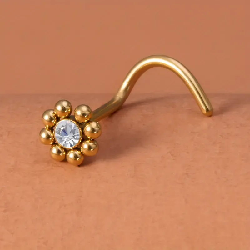 Stainless Steel  Flower Screw Nose Stud