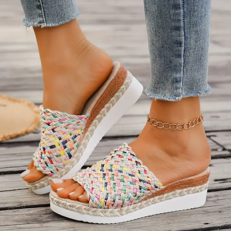 Mid Heel Platform Wedge Sandals