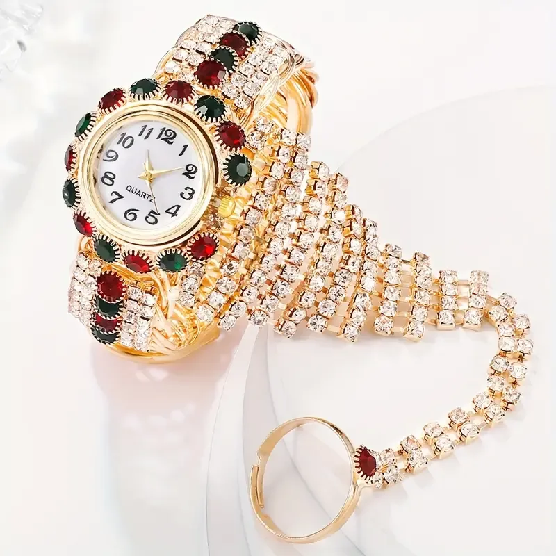 Luxurious Rhinestone Quartz Bangle Watch