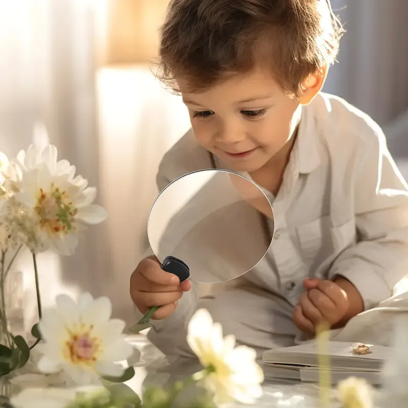 Adjustable magnifying glass with stand