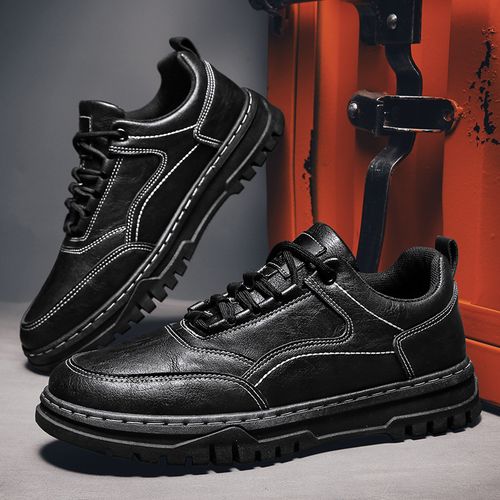 Men's casual black leather shoes trendy sports shoes