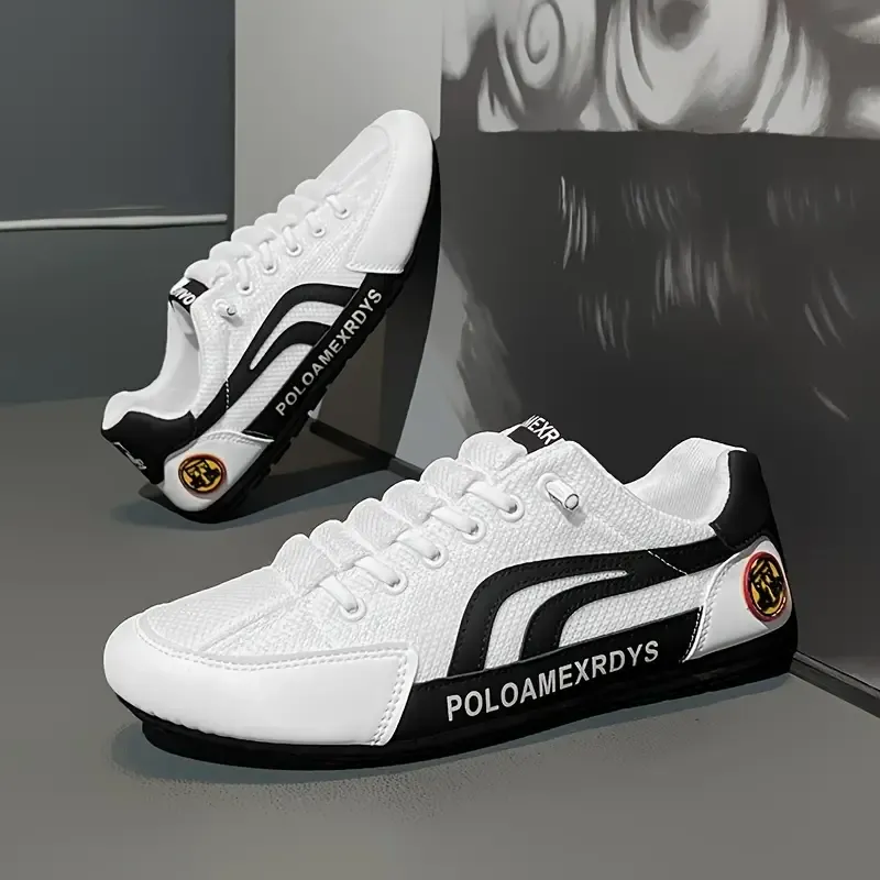 Men's Fashionable Color-Block Low-Top Sneakers - Breathable & Non-Slip Lace-Up Shoes For Outdoor Activities