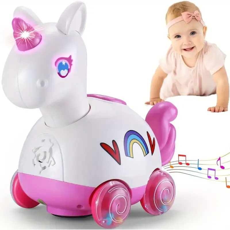 Interactive Musical Unicorn Toy for Babies 6-18 Months - Light-Up, Walking & Crawling Infant Plaything with Obstacle Avoidance - Perfect Educational Gift for Toddlers