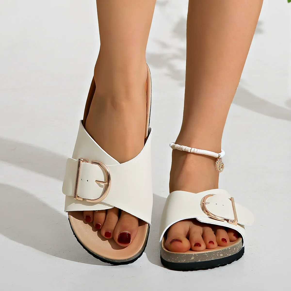 Birkenstock slippers retro belt buckle beach slippers casual thick-soled slippers for women