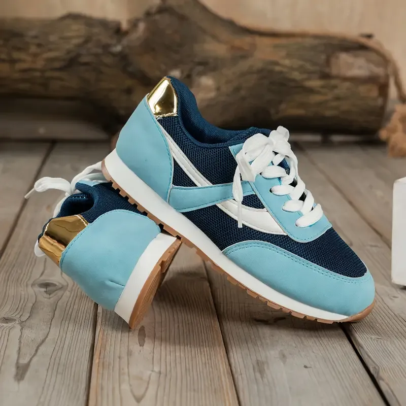 Women's Breathable Blue Casual Sneakers - Lightweight, Comfortable Lace-Up Shoes for All Seasons