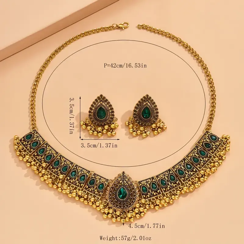 Earrings + necklace vintage jewelry set