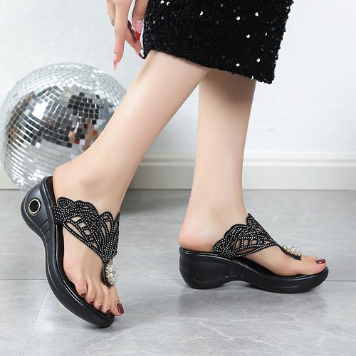 vacation wedge heel large size slippers