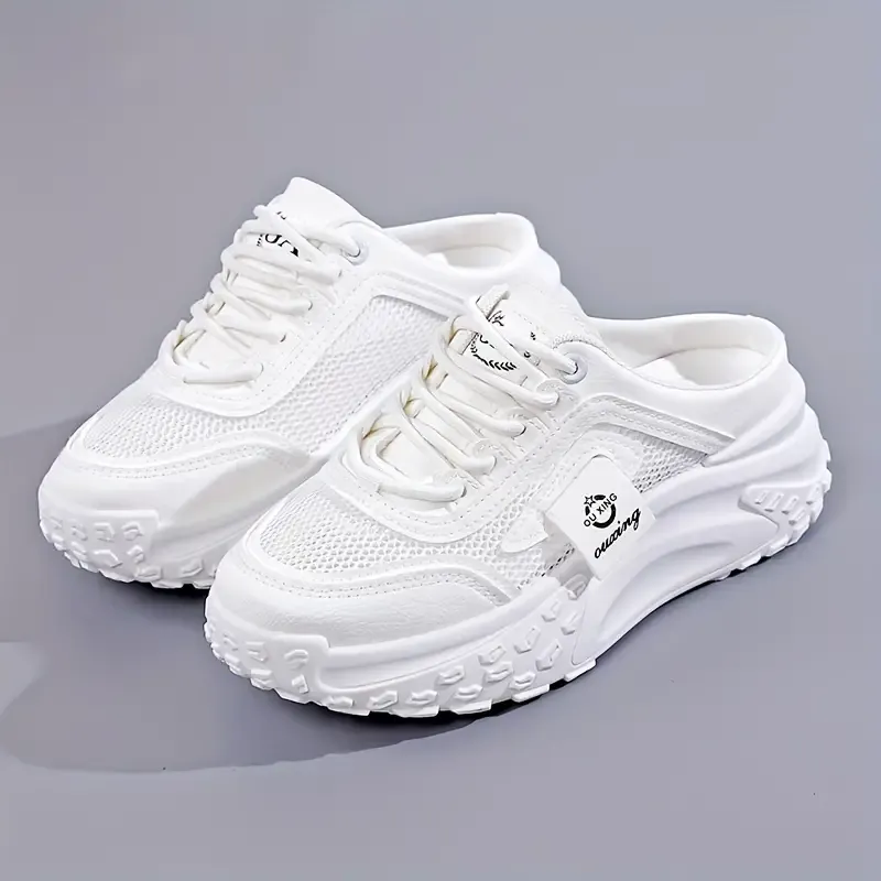 Women's Fashion Platform Slippers, Casual Mesh Sandals, Versatile Thick Sole Flats, Breathable Summer Outdoor Shoes