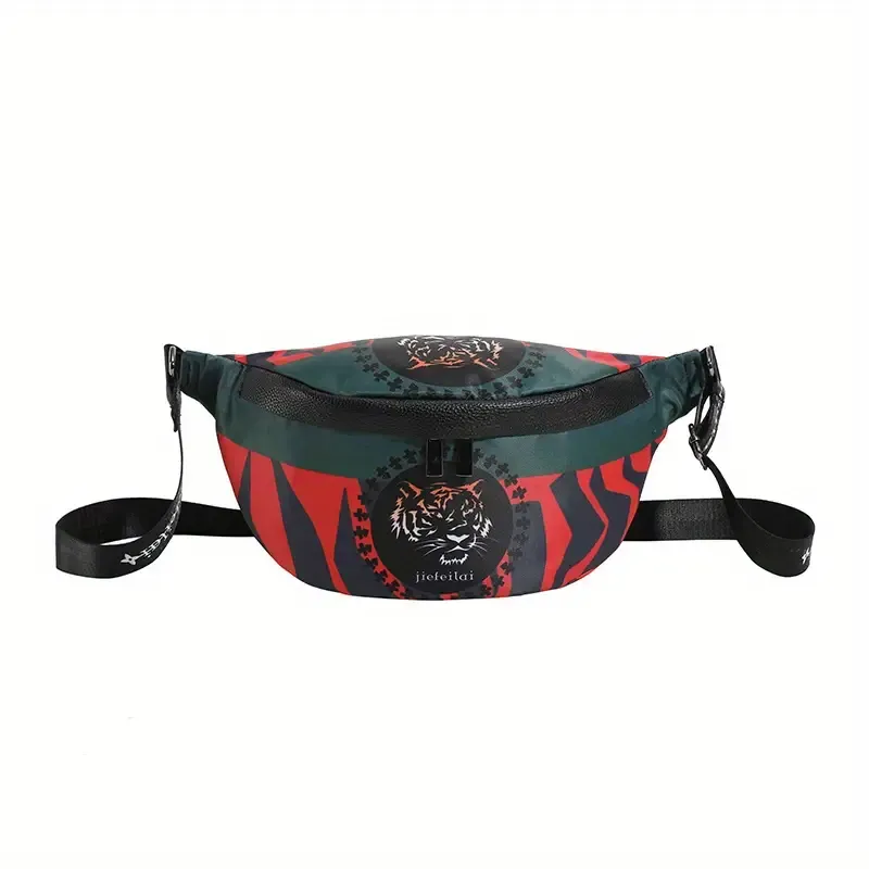 Fashion Casual Color Block Tiger Pattern Waist Bag Chest Bag Travel Sports Waist Bag