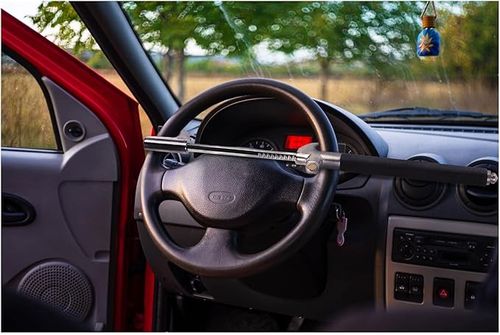 Stagecaptain Steering Wheel Lock - Steel Steering Wheel Lock - Steering Wheel Clamp for Steering Wheels with Approx. 16-30 cm Diameter - Immobiliser with Easy Installation - Anti-Theft Protection with