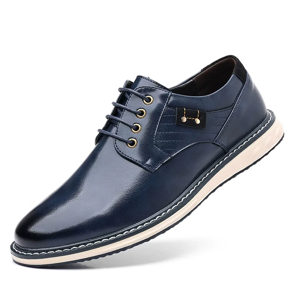 Men's casual leather shoes, fashionable and trendy Korean style versatile shoes