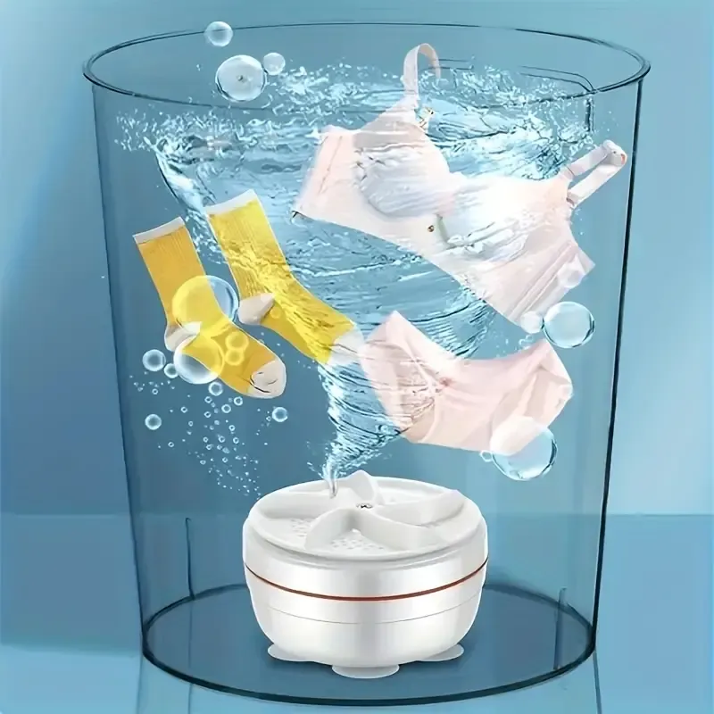 Portable Ultrasonic Turbo Washer, Mini Travel Washing Machine, Battery-Free, Plastic, for Dormitory, Home, and Travel Use