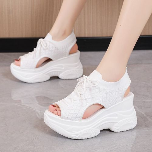 2024 Sandal Non-slip Casual Flip-flops Thick Sole Summer Knit Casual Slippers Shoes Sandales Femme Wedge Sandals