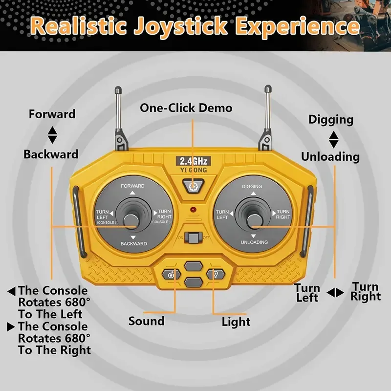 11 Channel Alloy Remote Control Excavator Simulation Electric Engineering Vehicle Large Digging Engineering Boys Children's Toys Christmas Halloween Thanksgiving Gift