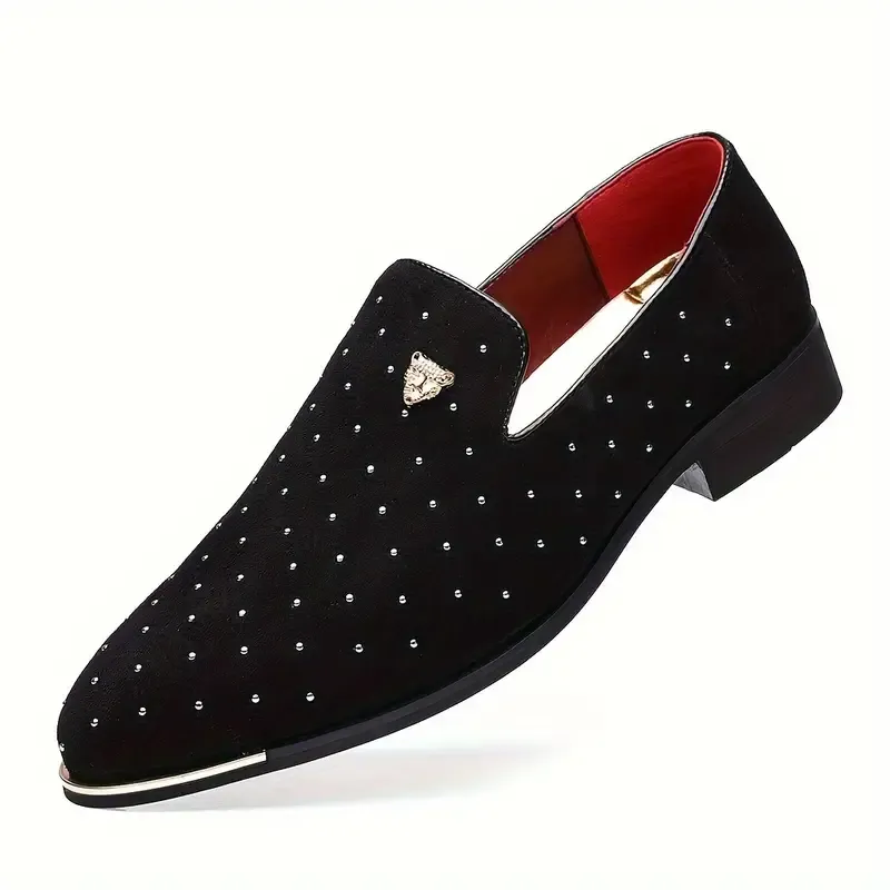 Plus Size Men's Solid Color Slip On Low Heel Loafer Shoes, Comfy Non Slip Durable Rubber Sole Fabric Dress Shoes, Men's Footwear