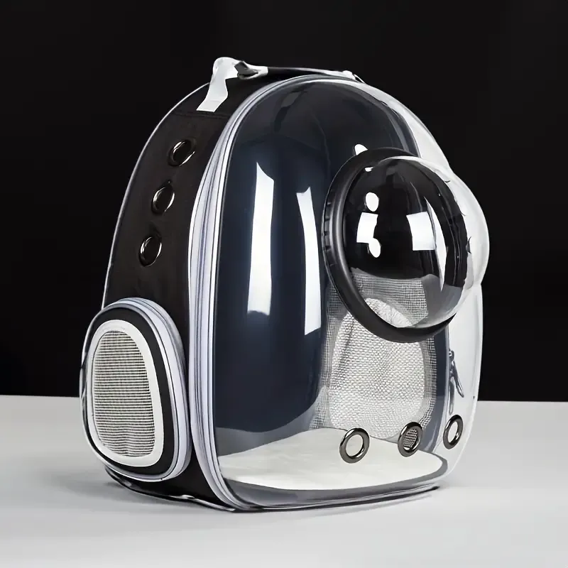 1pc Pet Bag Transparent Cover Outdoor Dog And Cat Bag, Space Cover Side Opening Breathable Double Shoulder Pet Bag Cat Bag