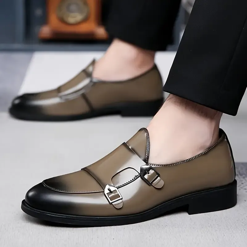 Men's Versatile Business Casual Shoes - Slip-On, Solid Color, All-Season Comfort with Rubber Sole