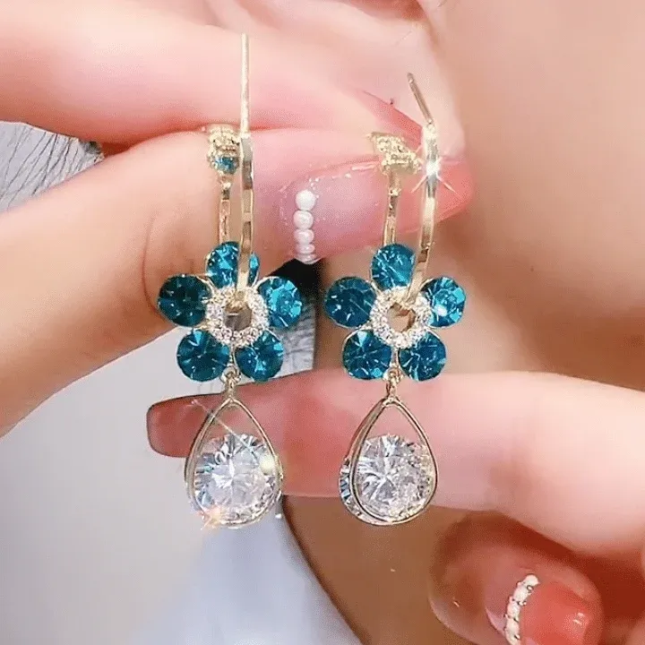 💖 Fashion Flower Crystal Earrings