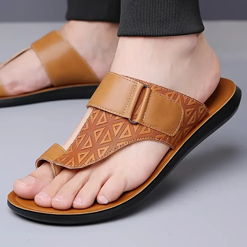 Men's Trendy Solid Color Flip Flops, Comfy Non Slip Casual Durable Lightweight Thong Sandals For Men's Outdoor Summer Beach Walking