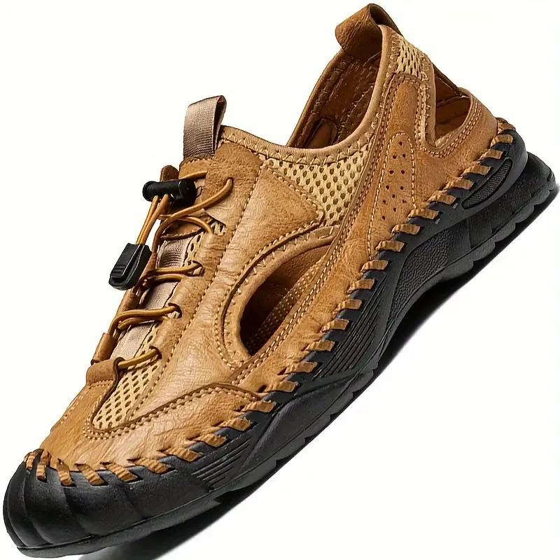 Men's Solid Colour Sandals With Buckle Straps, Comfy Non Slip Durable Breathable Beach Water Shoes For Men's Outdoor Activities