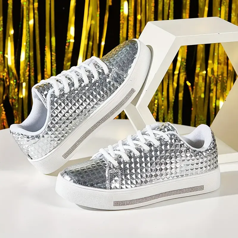 Women's Trendy Flat Sneakers, Fashion Lace Up Outdoor Shoes
