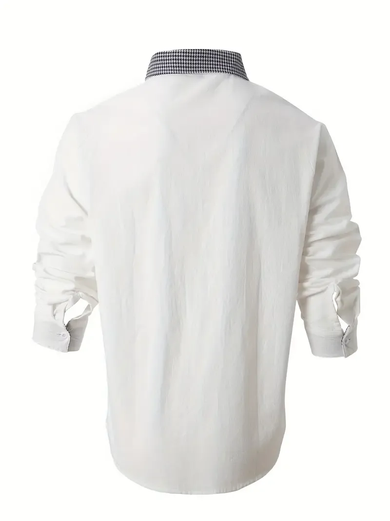 Cotton & Linen Blend Men's Shirt Top Turn-Down Collar Long Sleeve Closure Male Casual Shirt For Men Daily Vacation Streetwear
