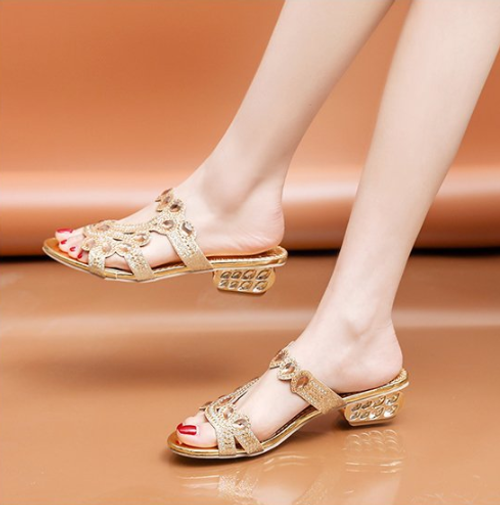 Women's Glitter Rhinestone Decor Sandals