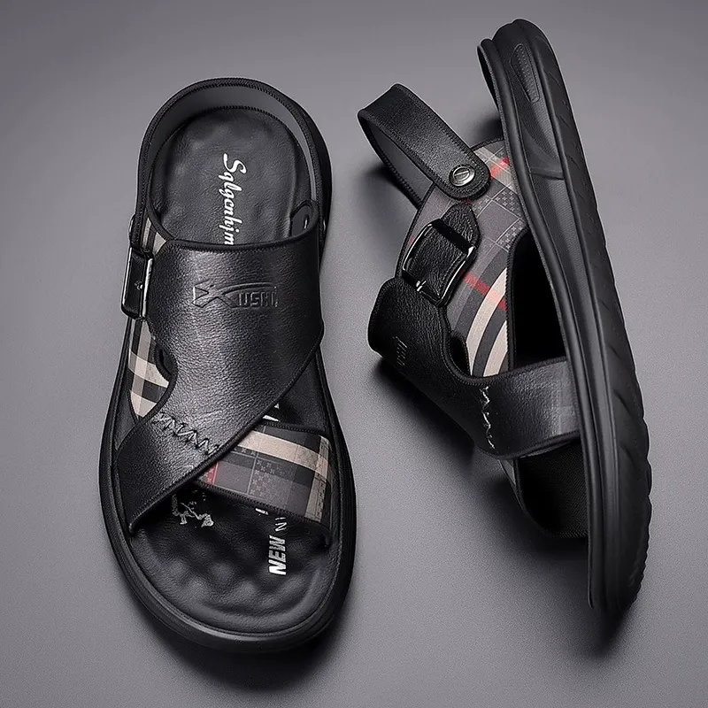 Top layer cowhide sandals for men, beach shoes
