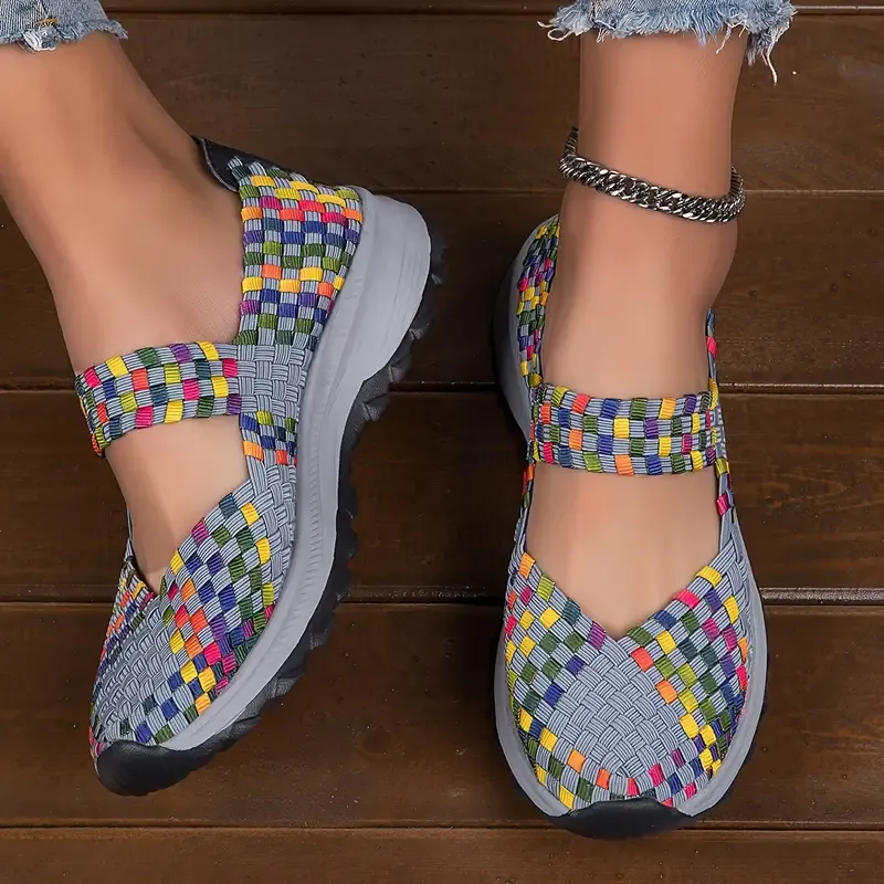 Women's Colorful Braided Cut-out Slip On Shoes