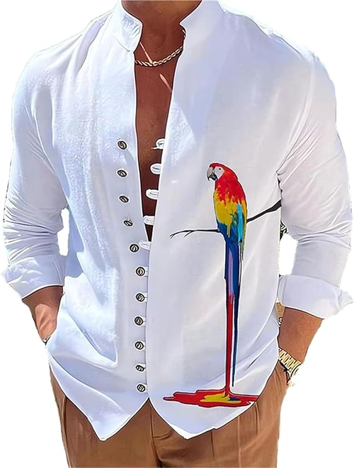 Men's Casual Sports Long Sleeve Button Down Shirt
