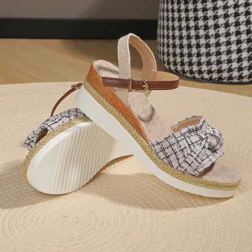 Summer new style one-word sandals buckle wedge
