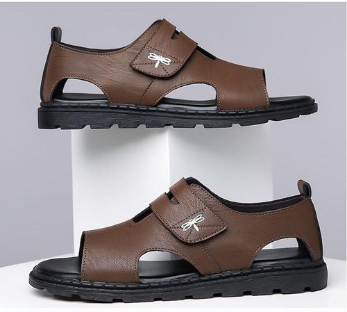 Genuine leather breathable men's beach shoes and soft-soled cool leather shoes