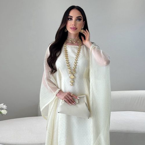 Women's Middle East Dubai elegant pullover robe long skirt waist soft fashion