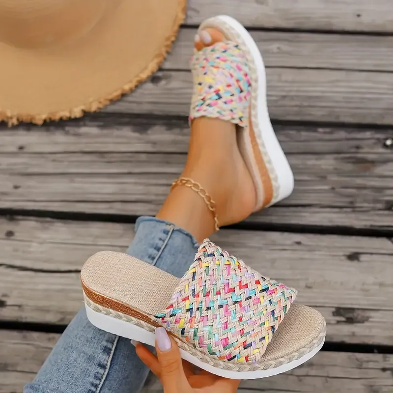 Mid Heel Platform Wedge Sandals