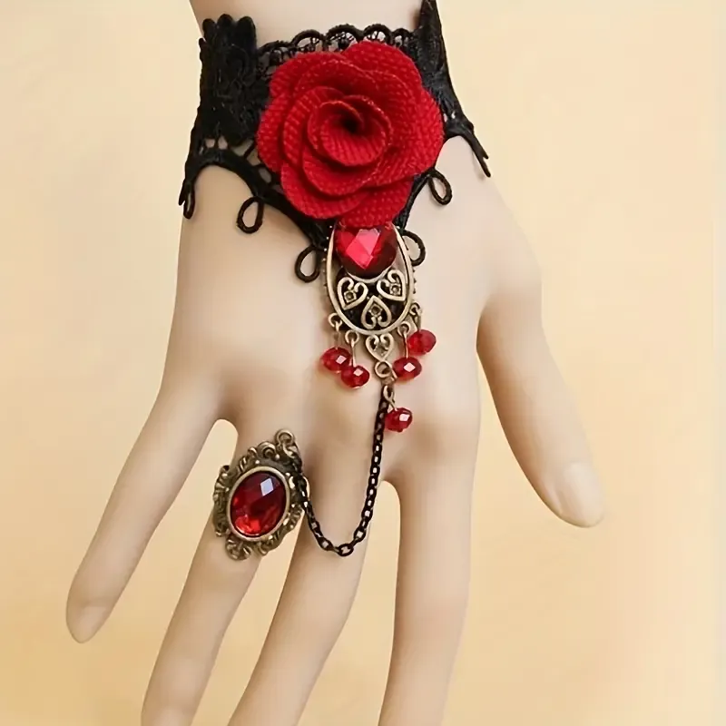 Vintage Halloween Red Rose