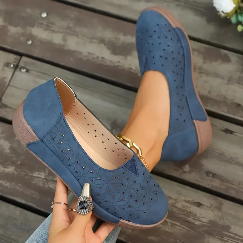 🔥🔥Hot Sale Promotion -Women's Summer Cutout Flats Casual Walking Shoes, Breathable Hollow-Out Loafers, Slip-On Comfort Footwear, Fashion Outdoor Sandals