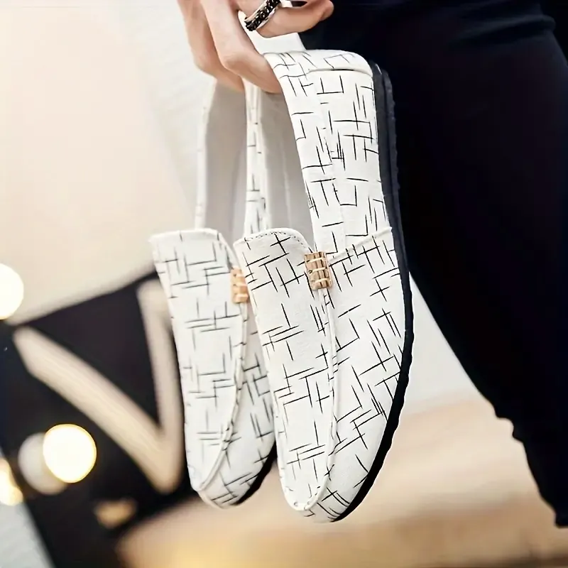Men's Casual Slip-On Walking Shoes with All-Season Fabric Upper and Rubber Sole - Comfortable Low Top Loafers with Solid Pattern for Daily Wear
