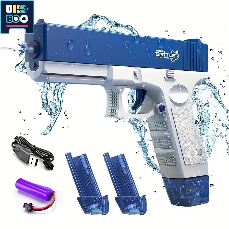 Rechargeable Electric Water Gun for Adults - UKBOO USB Charging, Safe Non-Toxic BPA-Free ABS Plastic, Dual Magazine Outdoor Pool & Beach Toy
