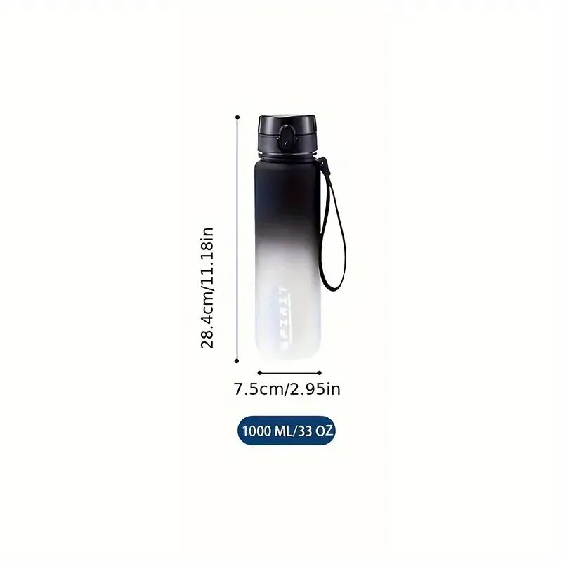 1pc 1000ml Portable Sports Water Bottle, Gradient Color Plastic Drinking Bottle For Men And Women, Perfect For Outdoor Travel And Office
