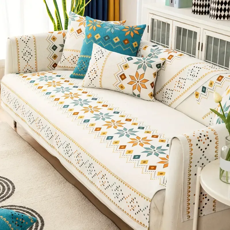 Bohemian style velvet sofa cover set