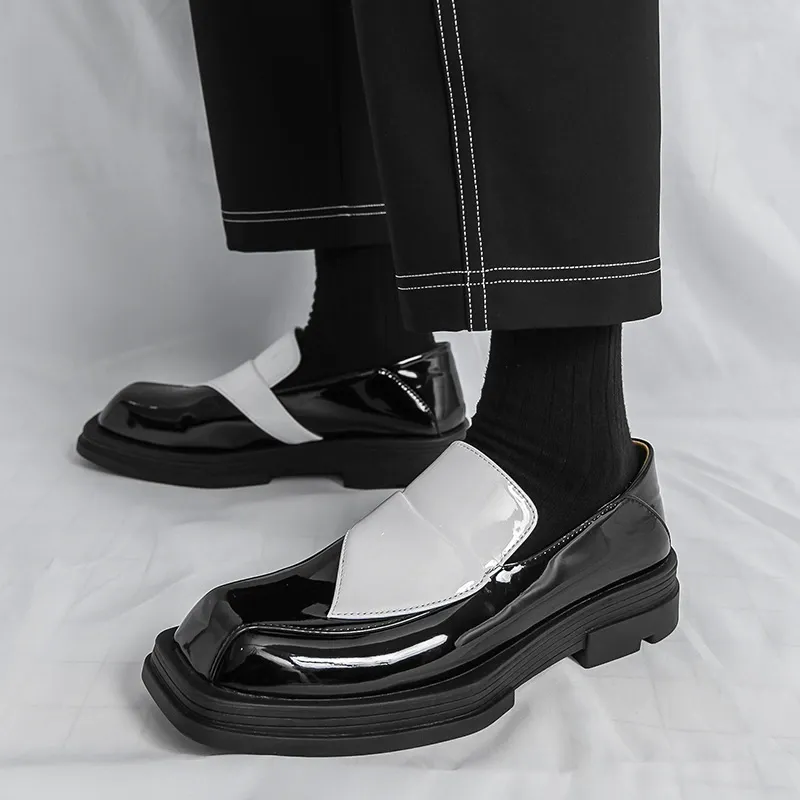 trendy thick-soled white casual leather shoes