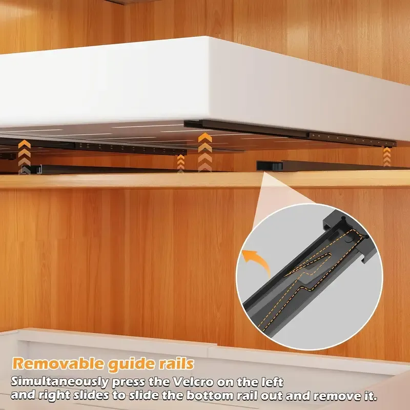 1 Pack Expandable Pull Out Cabinet Organizer, Heavy Duty Slide Out Drawers Adhesive With Nano Film, Adjustable Width 31cm-52cm, Pull Out Shelves For Kitchen Pantry Organization, White