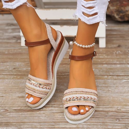 Vibrant Sequin Embellished Wedge Heeled Sandals