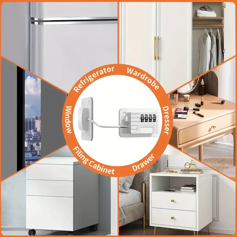 1pc Refrigerator Lock, Heavy Duty Fridge Lock, Combination Lock for Refrigerator Cabinets, Child Safety Drawers, Lock, Take Care of Your Family, Easy Install No Keys Needed,