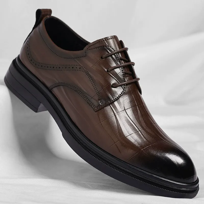 Men's formal leather shoes, commuter style leather shoes, business height-enhancing low-top shoes