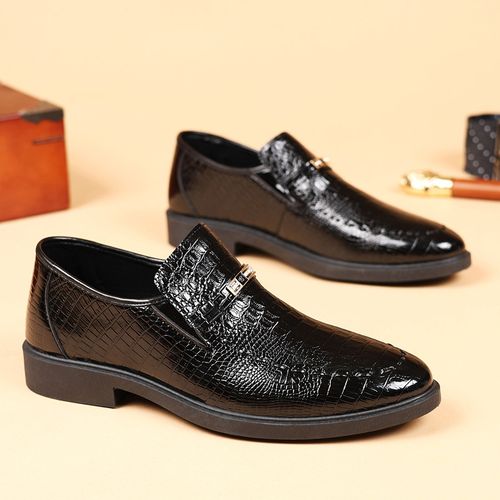 2025 New Style Plus Size Business Crocodile Pattern Slip-on Casual Versatile Men's Shoes and Formal Leather Shoes